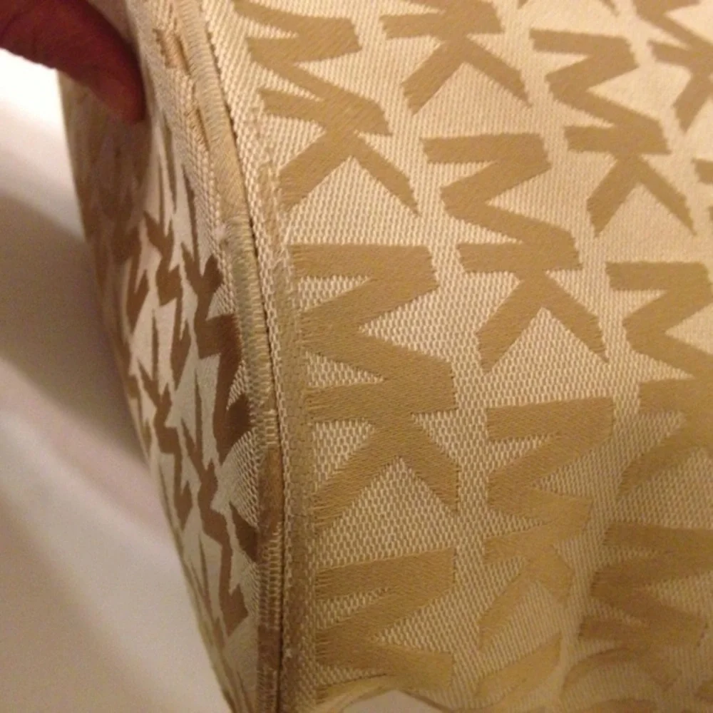 Michael Kors gold MK signature tote bag